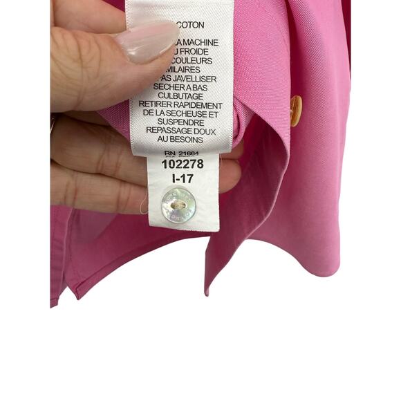 Foxcroft Heritage Non-Iron Shirt 18W Pink Cotton Poplin Button Front Classic - Picture 10 of 10